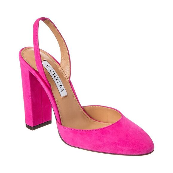 Aquazzura Talita 105 Suede Slingback Pump Pink